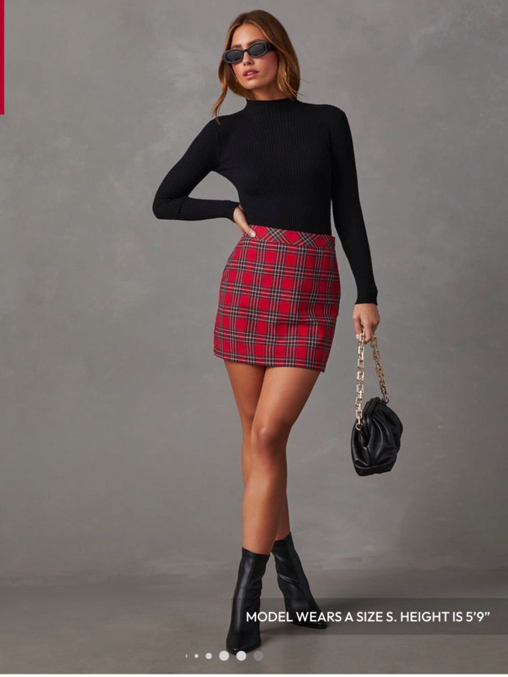 Vici Red Plaid Mini Skirt